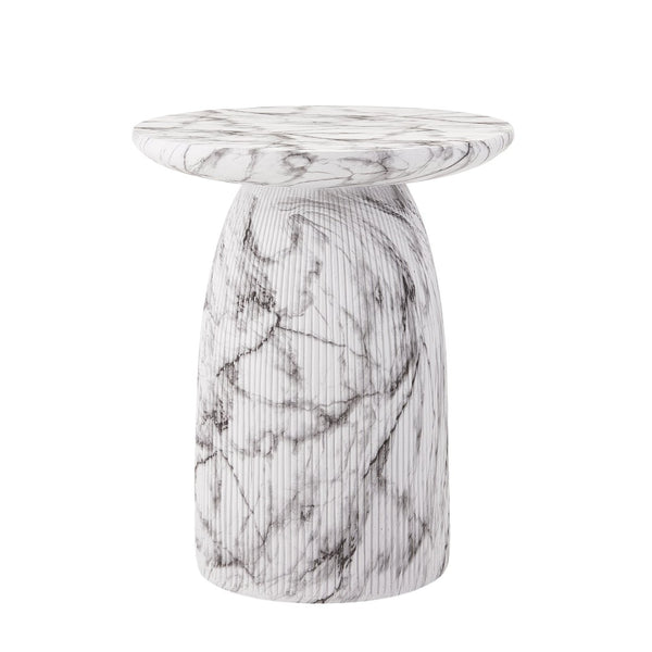 English Elm Outdoor Mgo Cylindrical Side Table Handcrafted Marble Effect Finish for Patio or Living Room N772P384671M