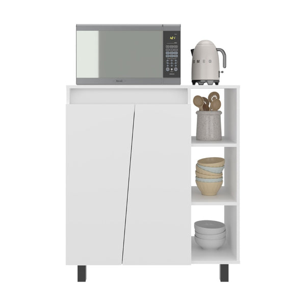 English Elm Cesna White Kitchen Sideboard with Appliance Top Open Shelves and Enclosed Cabinet B200P474234