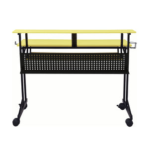 English Elm Music Recording Studio Desk with Raised Monitor Shelf and Keyboard Tray for Organized Workflow Yellow+Black B016P312643