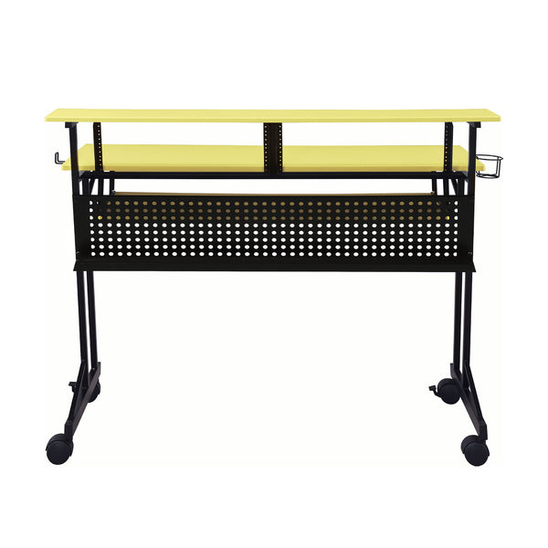 English Elm Music Recording Studio Desk with Raised Monitor Shelf and Keyboard Tray for Organized Workflow Yellow+Black B016P312643