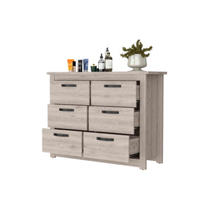 English Elm Westport Light Grey Six-Drawer Double Dresser with Superior Top, Metal Hardware, Sturdy Legs, 47" B128S00117