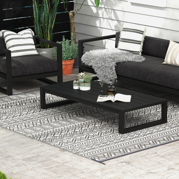English Elm Outsunny Reversible Boho Polypropylene Outdoor Rug Waterproof Portable Mat with Carry Bag W2225P174557