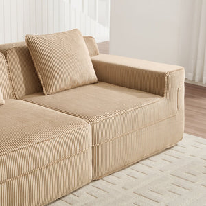English Elm Modular U-Shaped Sectional Sofa, Cloud-Like Comfort With Deep Seats, Movable Ottomans & Pillows W3041S00322