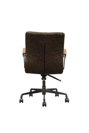 English Elm Distress Chocolate Swivel Office Chair - Ergonomic High-Back Design With Pneumatic Lift & Comfort B062P215475