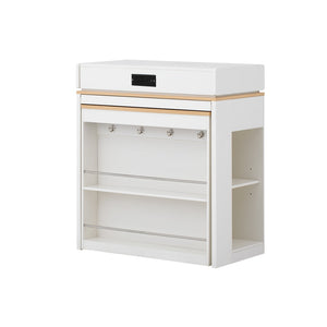 English Elm [video] Trexm Folding Bar Height Kitchen Island with Storage Drawers and Built-in Power Outlet XW000028AAK
