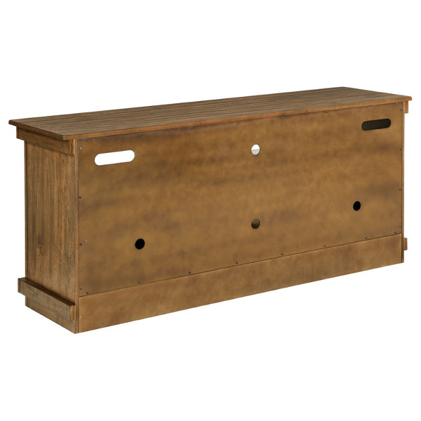 English Elm Castleton Farmhouse Pine Media Console with Six Compartments for Living Room Entertainment Distressed Brown B062P448015