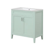 English Elm 30" Bathroom Vanity With Sink, Multi-Functional Bathroom Cabinet With Doors and Drawers, Solid Frame and Mdf Board, Green