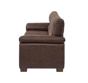 English Elm Vintage Tufted Leather Three Seat Sofa with Rolled Arms for Classic Living Rooms B343S00045
