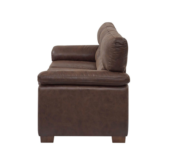 English Elm Vintage Tufted Leather Three Seat Sofa with Rolled Arms for Classic Living Rooms B343S00045