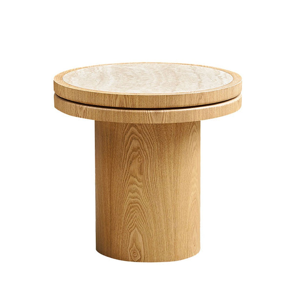 English Elm 19.49 Inch Round Sintered Stone Top Mdf Pedestal Side Table for Modern Living Spaces W876P460753
