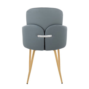 English Elm Dahlia Modern Dining Chair Set Of 2 - Grey Faux Leather, Gold Metal Frame & Chrome Accents, Chic Style B202S01185