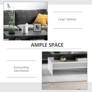 English Elm HOMCOM Retro Sofa Console Table with Drawer & Shelves for Entryway Narrow Hallway Storage Surface White+Black W2225P217449