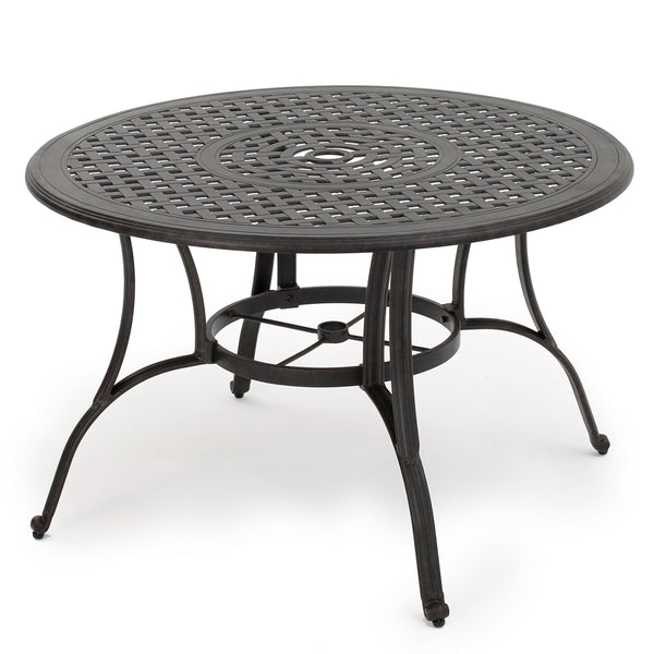 English Elm Christopher Knight Home® - Outdoor Cast Aluminum Circular Dining Table - Elegant Bronze Finish For Patios & Gardens, 49.75" N768P348388B