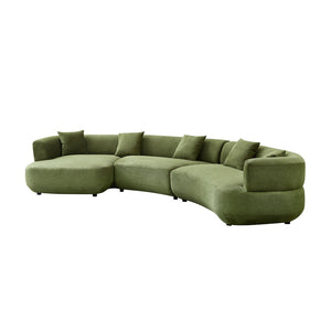English Elm 155.91 Inch Green Quilted Curved Modular Sectional Sofa with Six Seats and Lumbar Pillows W2582S00198