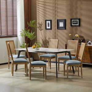 English Elm Christopher Knight Home® - [Set Of 6] Elegant French Country Dining Chairs With Plush Seats & Cane Backrest - Rustic Charm! N767P263678D_6