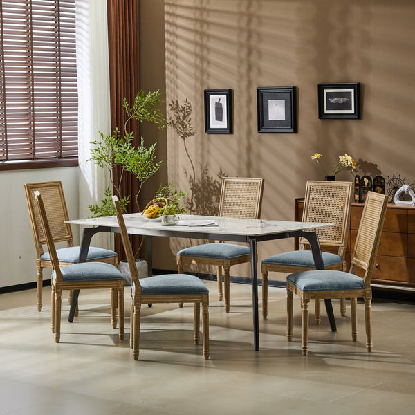 English Elm Christopher Knight Home® - [Set Of 6] Elegant French Country Dining Chairs With Plush Seats & Cane Backrest - Rustic Charm! N767P263678D_6