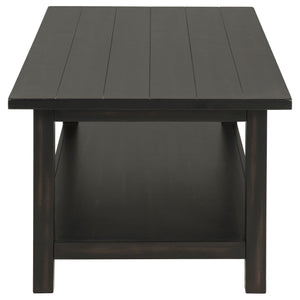 English Elm Castleton Distressed Java Wood Coffee Table - Rustic Charm With Storage Shelf For Modern Living B062P375520