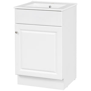 English Elm Christopher Knight Home® - 20" Bathroom Vanity with Ceramic Sink and Soft-Close Door, Gold Knob, Adjustable Shelf Storage White N759P237946K