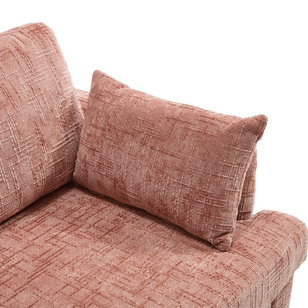 English Elm Modern chenille 2-seater sofa with LED, USB charging, storage pocket, solid wood legs, durable comfort Pink W395P318541