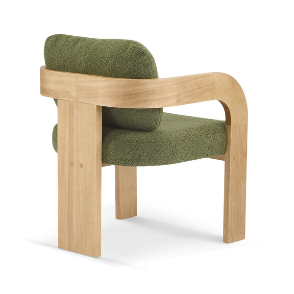 English Elm Christopher Knight Home® - 2-Pack Dining Chairs with Pillow Back and Curved Arms, Foam Seat Comfort, Sturdy Rubber Wood Frame Green,Natural N779P298399D