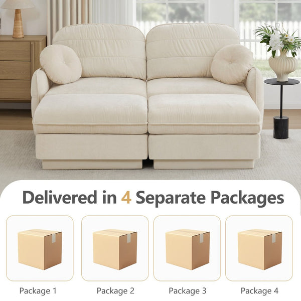 English Elm Chenille Cloud Loveseat with Quilted Back Pillows Deep Seat Comfort for Living Room W714S01749