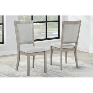 English Elm Farmhouse Round Dining Set 42 Inch Oak Table with Four Upholstered Chairs Seats B011S02196