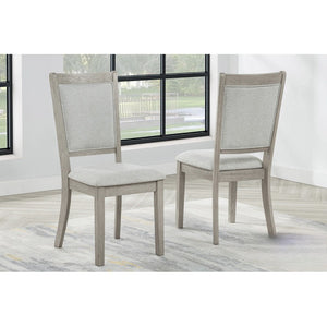 English Elm Rustic Oak Wood Dining Chairs Set of 2 — Upholstered Gray Fabric, Cushioned Support, Timeless Design B011P379445