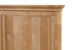 English Elm Bedroom Wooden Queen Bed with High Panel Headboard, Gold Trim Accent, Modern Luxury Design Natural,Oak 26 L x 87 W x 6 H B2741S00737