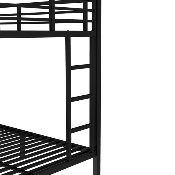 English Elm Twin Metal Bunk Bed With Full Bed & Trundle - Modern Space-Saving Design For Shared Rooms, Black W1580S00130-GIGA