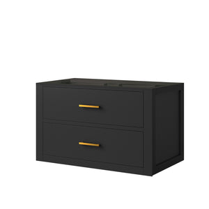 English Elm Black Midcentury Wall-Hung Bath Vanity – 30" W X 22" D, Stylish Storage Solution For Small Bathrooms B2731P257920
