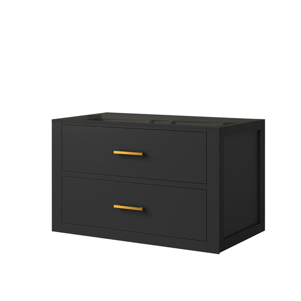 English Elm Black Midcentury Wall-Hung Bath Vanity – 30" W X 22" D, Stylish Storage Solution For Small Bathrooms B2731P257920