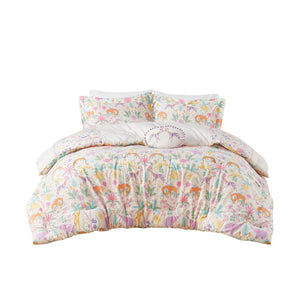 English Elm 4 Pcs Floral Reversible Cotton Comforter Set For Full/Queen With Stylish Throw Pillow - Purple Elegance B035P319909