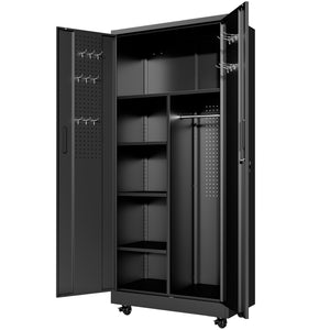English Elm Metal Rolling Garage Cabinet with Pegboard Door Drawer Locking Storage and Adjustable Shelves T2398P465999