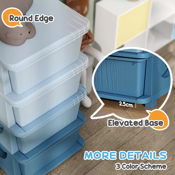 English Elm Qaba 4 Tier Kids Storage Unit with Removable 16L Drawers, Compact Toy Organizer for Toddlers Blue W2225P229206