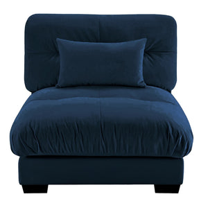 English Elm Milano Velvet Armless Sofa Plush Cloud Cushions Modular Living Room Lounge Seating Blue W714P293277