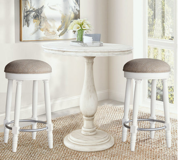 English Elm AGODY 26" Counter Swivel Bar Stools Set of 2 with Cushioned Fabric Seats, Iron Footrest, 300lb Capacity W2170P208071