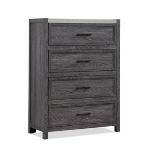 English Elm 1pc Modern Minimalist 4-Drawer Tall Chest with Two-Tone Finish, Sleek Bedroom Storage Cabinet Gray 38.5 L x 19.5 W x 51.6 H B2741P330131
