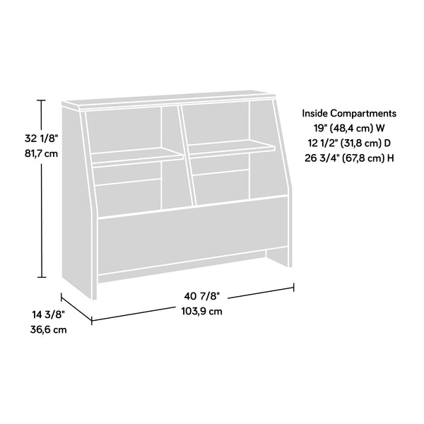 English Elm Bookcase, Medium Brown Engineered Wood With Adjustable Shelves & Dual-Purpose Footboard Design B356P402602