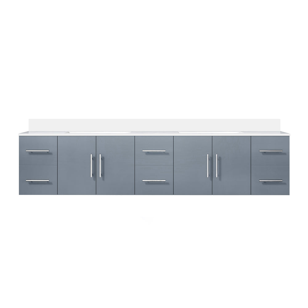 English Elm Dark Grey Double Bath Vanity 84" W x 22" D with White Quartz Top, Solid Wood, Soft-Close Drawers, Ample Storage B2731P258747