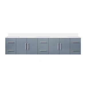 English Elm Dark Grey Double Bath Vanity 84" W x 22" D with White Quartz Top, Solid Wood, Soft-Close Drawers, Ample Storage B2731P258747