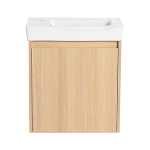 English Elm 20" Wall-Mounted Bathroom Vanity With Ceramic Sink - Stylish Oak Finish, Compact Storage Solution W1972P196394
