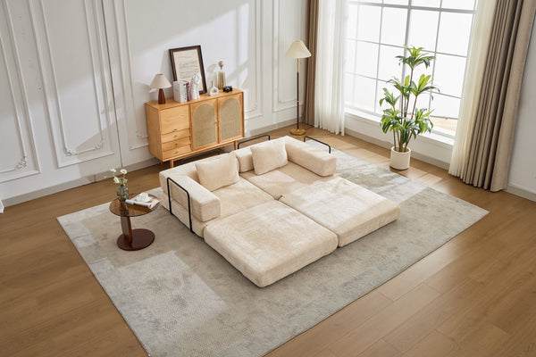 English Elm Compression Convertible Floor Sofa Bed – Stylish Chenille Loveseat & Modular Seating Solution For Small Spaces W3723P345635