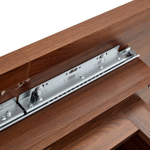 English Elm An Extendable Mdf Dining Table with Open Shelf Storage Seats up to Eight Walnut W1151S04667