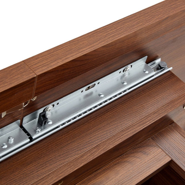 English Elm An Extendable Mdf Dining Table with Open Shelf Storage Seats up to Eight Walnut W1151S04667