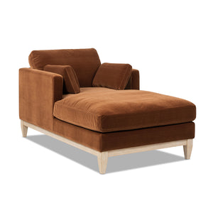 English Elm Jennifer Taylor Home - Knox Burnt Orange 65" Modern Farmhouse Chaise Lounge - Velvet, Feather-Down Foam, Reversible Cushions B2719P391773