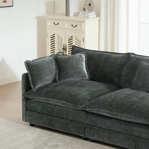English Elm 2 Piece Chenille Upholstered Sofa and Chair Set Modular Living Room Seating Suite W714S00984