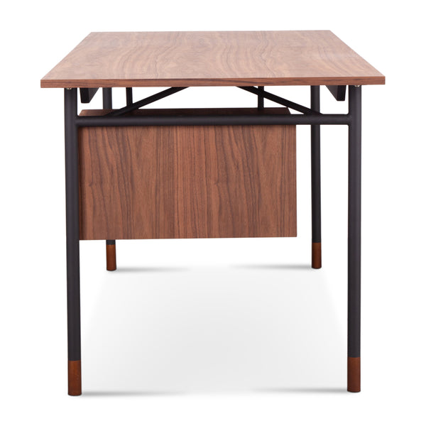 English Elm Finn Nyhavn Desk Blue Variant — Elegant Solid Walnut & Lacquered Drawers with Black Stainless Legs, Compact 31" x 18" x 34" B353S00003