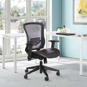 OSP Home Furnishings Dark Air Grid Mesh Manager Chair with Lumbar Support and Ergonomic Adjustable Arms 515-77N1F2
