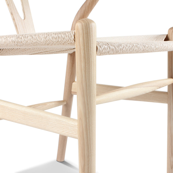 English Elm Set of Two Wishbone Chairs Natural Ash Solid Wood Hand-Woven Paper Cord Seats Eco Oil Finish Durable Stylish 92 B353P354544