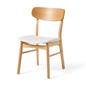 English Elm [video] Set of 2 Minimalist Dining Chairs with Cushioned Seats and Oak Rubberwood Legs N759P371095K